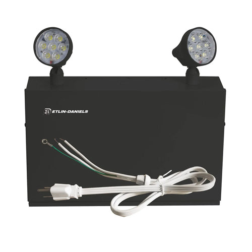 Etlin-Daniels ER3275D-BLM-A13CP-BB-10RC, LED Steel Emergency Light Battery with 2 X 5W Thermoplastic Adjustable Heads, Up To 275W of Remote Heads at 12VDC, 120/347V, Battery Back Up > 120 Min, Remote Capable, Black