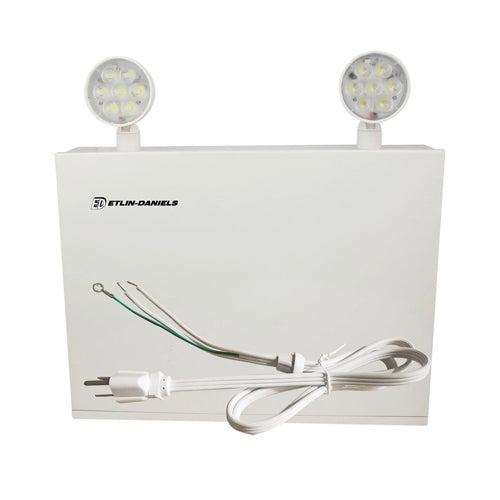 Etlin-Daniels ER3320D-WHM-A13CP-U24-BB-10RC, LED Steel Emergency Light Battery with 2 X 5W Thermoplastic Adjustable Heads, Up To 320W of Remote Heads at 24VDC, 120/347V, Remote Capable, White