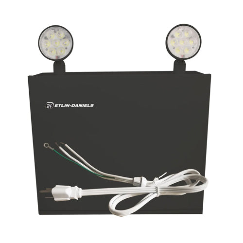 Etlin-Daniels ER3500D-BLM-A13CP-U24-BB-10RC, LED Steel Emergency Light Battery with 2 X 5W Thermoplastic Adjustable Heads, Up To 500W of Remote Heads at 24VDC, 120/347V, Remote Capable, Black