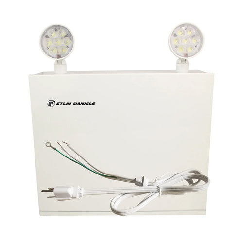 Etlin-Daniels ER3500D-WHM-A13CP-U24-BB-10RC, LED Steel Emergency Light Battery with 2 X 5W Thermoplastic Adjustable Heads, Up To 320W of Remote Heads at 24VDC, 120/347V, Remote Capable, White