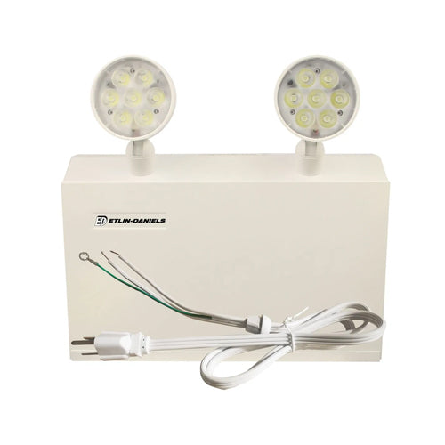 Etlin-Daniels ER372D-WHM-A13CP-BB-14RC, LED Steel Emergency Light Battery with 2 X 7W Thermoplastic Adjustable Heads, Up To 72W of Remote Heads at 12VDC, 120/347V, Remote Capable, White