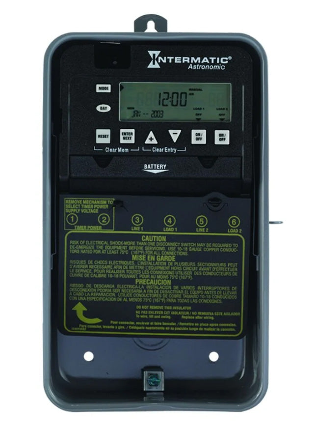 Intermatic ET8215C, Astronomic 7-Day 2-Circuit Electronic Control, NEMA 1 Indoor Metal Enclosure, 2-SPST, 120-277 Volt
