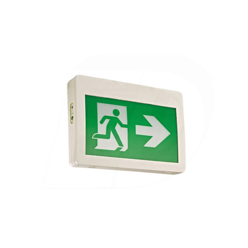 Etlin-Daniels EX220WH-U24D-GU, LED Running Man Exit Sign, Thermoplastic Single and Double Sided, 120 – 347VAC/6-24VDC, 6000K-6500K, White