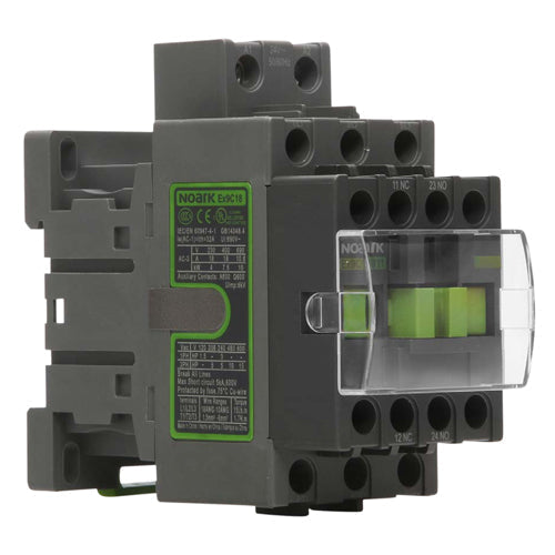 Noark Ex9C1822V7, Ex9C Series, Standard IEC Contactor, Non-Reversing, 3-Pole, 18A, AC Coil, 2NO+2NC Auxiliary Contact, 400V Control Voltage, 50/60 Hz, 3NO Main Power Contact