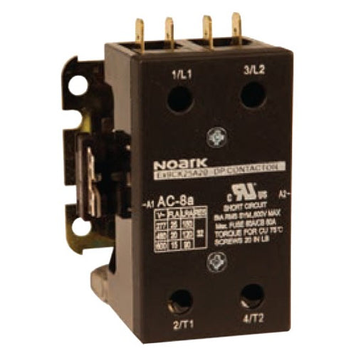 Noark Ex9CK25A20G7, Ex9CK Series, Definite Purpose Contactor, 2-Pole, 25A, Screw Terminal, 2NO Contact, 120V Coil Voltage, 50/60 Hz