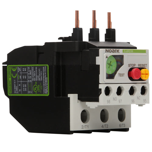Noark Ex9RD36A, Ex9RD Series, Thermal Overload Relay, Frame Amperage 36A, Trip Class 10A, Current Range 28~36A, Use with Ex9CD32 Contactors