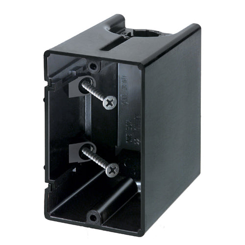 Arlington F101GC, One Box Non-Metallic Outlet Boxes With Grounding Clip, Single Gang, Vertical, Black, 50 Packs