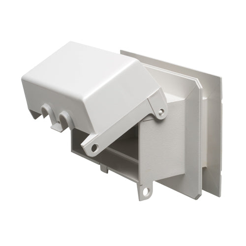 Arlington F8091HGC, Horizontal One-piece Outlet Box for Siding with White Extra-Duty Weatherproof Cover, White Body, With Grounding Clip