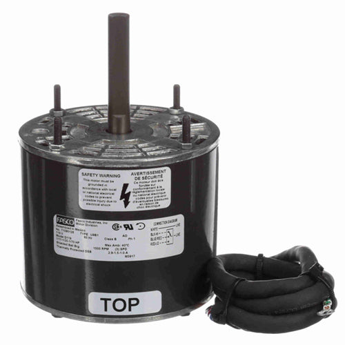 Fasco FA-D119, 4.4'' General Purpose Motor, Ball Bearing, Open Enclosure, Shaded Pole, 1/11,1/25,1/70 HP, 3/1500 Spd/RPM, 115 Volt, 2.9/1.5/1 Amps, CCW Rotation, 1/2''x2-5/8'' Shaft