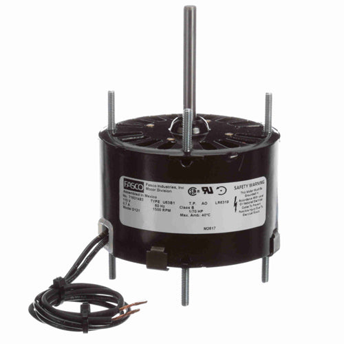 Fasco FA-D121, 3.3'' General Purpose Motor, Sleeve Bearing, Open Air Over, Shaded Pole, 1/70 HP, 1/1500 Spd/RPM, 115 Volt, 0.7 Amps, CCW Rotation, 1/4''x2-1/4'' Shaft
