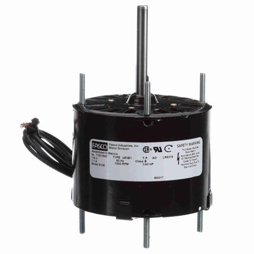 Fasco FA-D126, 3.3'' General Purpose Motor, Sleeve Bearing, Open Air Over, Shaded Pole, 1/40 HP, 1/1500 Spd/RPM, 115 Volt, 1.1 Amps, CW Rotation, 5/16''x2-1/4'' Shaft