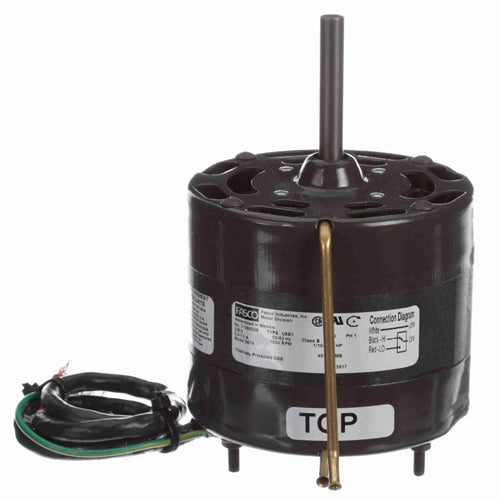 Fasco FA-D674, 4.4'' General Purpose Motor, Sleeve Bearing, Open Air Over, Shaded Pole, 1/10-1/15 HP, 230 Volt, 2/1500 Spd/RPM, 2/1.3 Amps, CW Rotation, 3/8''x2-1/2'' Shaft