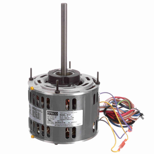 Fasco FA-D721, 5.6'' Direct Drive Blower Motor, Sleeve Bearing, PSC Type, 1/4-1/5-1/6 HP, 3 Speeds, 1075 RPM, 115 Volt, 4.8/3.3/2.6 Amps, Reversible Rotation, 1/2''x6'' Shaft