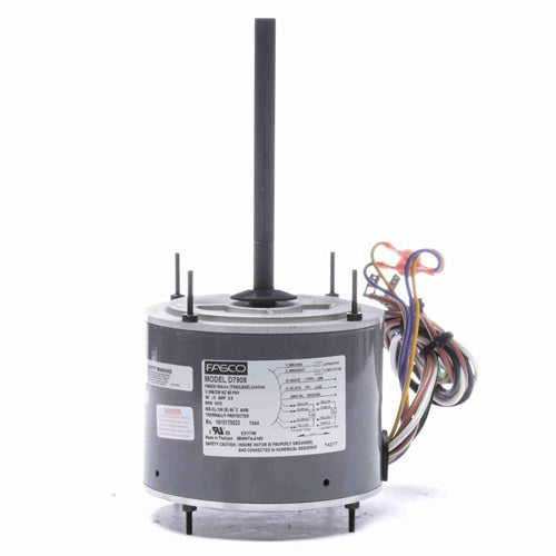 Fasco FA-D7908, 5.6'' Condenser Fan Motor, PSC Type, Totally Enclosed, 1/3 HP, 208-230 Volts, 1/1075 Spd/RPM, 2.6 Amps, Reversible Rotation, Ball Bearing, 1/2''x6-1/2'' Shaft