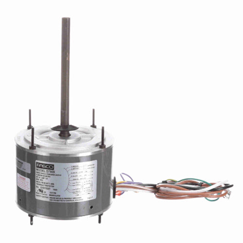 Fasco FA-D7909, 5.6'' Condenser Fan Motor, PSC Type, Totally Enclosed, 1/4 HP, 208-230 Volts, 1/1075 Spd/RPM, 1.8 Amps, Reversible Rotation, Ball Bearing, 1/2''x6-1/2'' Shaft