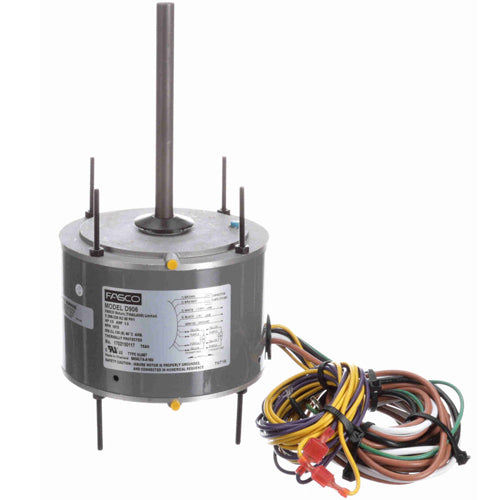 Fasco FA-D906, 5.6'' Condenser Fan Motor, PSC Type, Totally Enclosed, 1/5 HP, 208-230 Volts, 1/1075 Spd/RPM, 1.2 Amps, Reversible Rotation, Sleeve Bearing, 1/2''x6-1/2'' Shaft