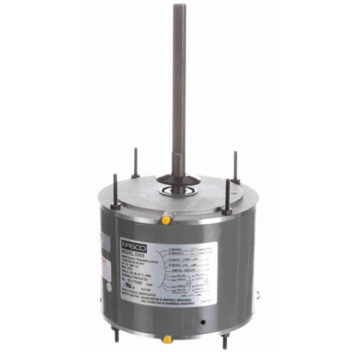 Fasco FA-D908, 5.6'' Condenser Fan Motor, PSC Type, Totally Enclosed, 1/3 HP, 208-230 Volts, 1/1075 Spd/RPM, 2.4 Amps, Reversible Rotation, Sleeve Bearing, 1/2''x6-1/2'' Shaft