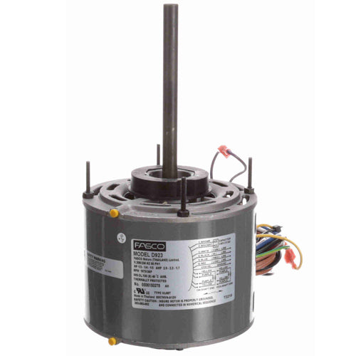 Fasco FA-D923, 5.6'' Direct Drive Blower Motor, Sleeve Bearing, PSC Type, 1/3-1/4-1/5 HP, 3 Speeds, 1075 RPM, 208-230 Volt, 2.9/2.2/1.7 Amps, Reversible Rotation, 1/2''x6'' Shaft