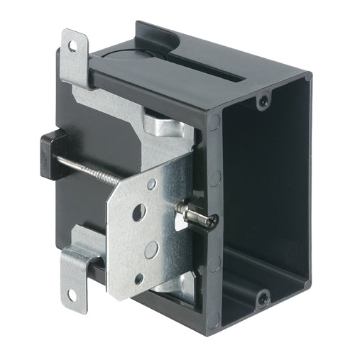 Arlington FA101GC, Non-Metallic Outlet Box for New Construction, Single-gang, Vertical, with Ground Clip