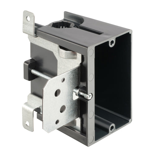 Arlington FA101GC, Low Profile Non-Metallic Outlet Box for New Construction, Single-gang, Vertical, with Ground Clip