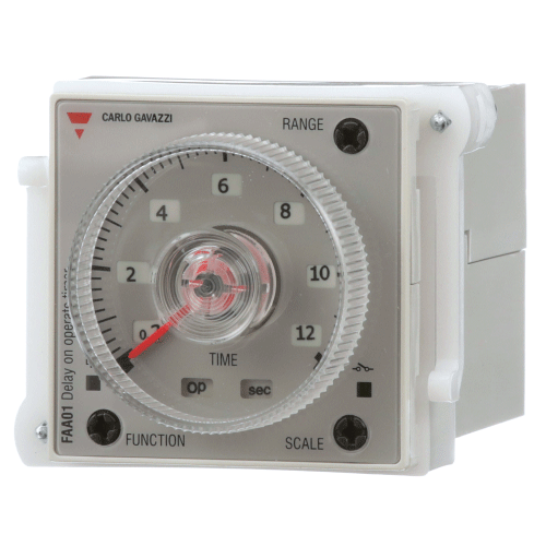 Carlo Gavazzi FAA08DW24, Multifunction Timer, 8 Pin, 0.5S-300Hrs, 8A DPDT Contact Output, Operates on 12-240VAC/DC