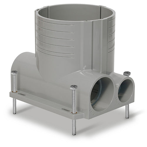 Leviton FBBOX-GY, 2-Gang Concrete Floor Box System, 6.25'' Tall PVC Box with 2'' Data Entry and 1.25'' Power Entry