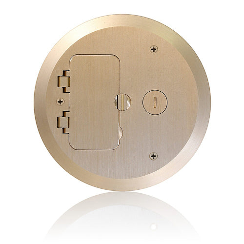 Leviton FBC1F-B, Cover Plate for FBBOX-GY and FBLEV-GY Concrete Floor Box System, 1 Decora Flip Lid & 1 Data Cap, Brass