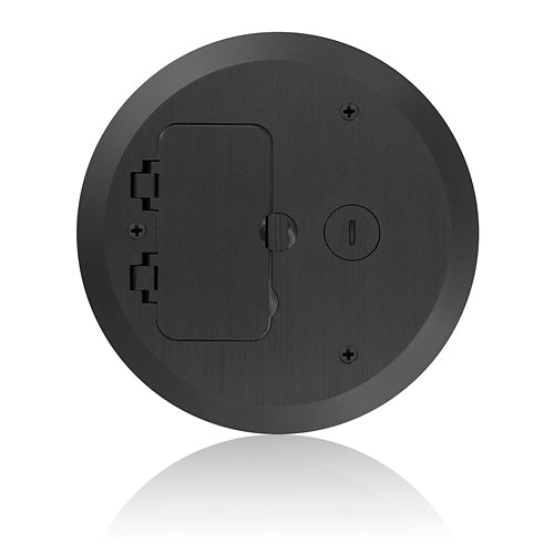 Leviton FBC1F-E, Cover Plate for FBBOX-GY and FBLEV-GY Concrete Floor Box System, 1 Decora Flip Lid & 1 Data Cap, Black