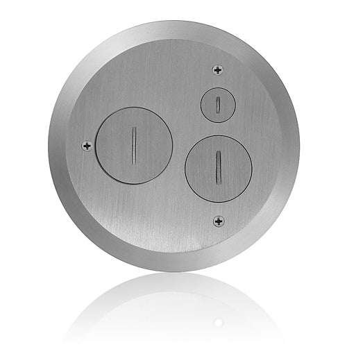 Leviton FBC1S-N, Cover Plate for FBBOX-GY and FBLEV-GY Concrete Floor Box System, 1 Screw Cap & 2 Data Caps, Nickel