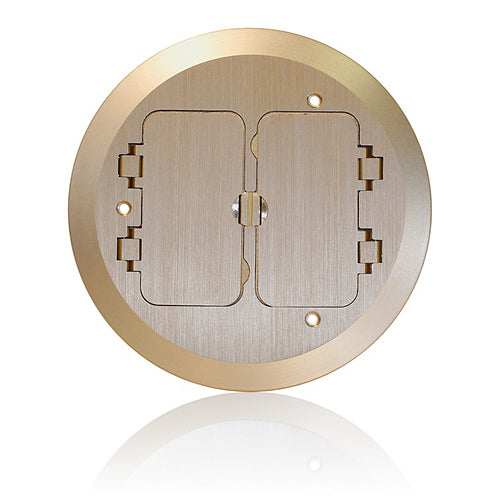 Leviton FBC2F-B, Cover Plate for FBBOX-GY and FBLEV-GY Concrete Floor Box System, 2 Decora Flip Lids, Brass