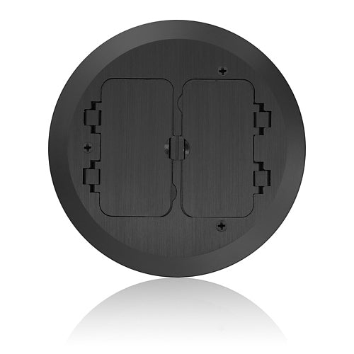 Leviton FBC2F-E, Cover Plate for FBBOX-GY and FBLEV-GY Concrete Floor Box System, 2 Decora Flip Lids, Black