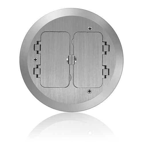 Leviton FBC2F-N, Cover Plate for FBBOX-GY and FBLEV-GY Concrete Floor Box System, 2 Decora Flip Lids, Nickel
