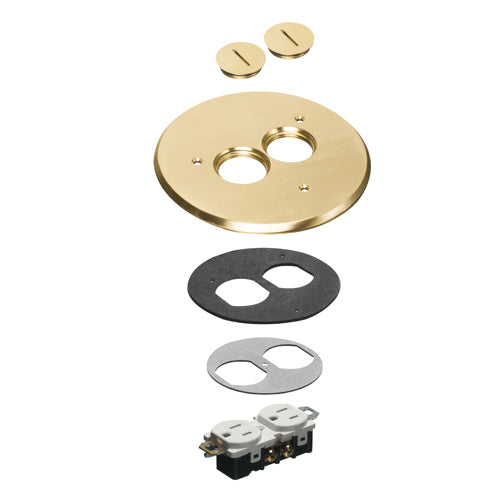 Arlington FLB6220MB, 6" Gasketed Round Brass Cover Kit With 2 Threaded Plugs, Brass, Fits FLBC4500LR