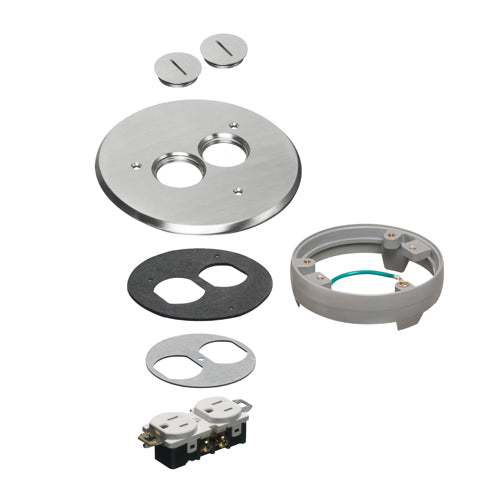 Arlington FLB6220NLLR, 6" Round Nickel Cover Kit With (2) Threaded Plugs, Includes Leveling Ring