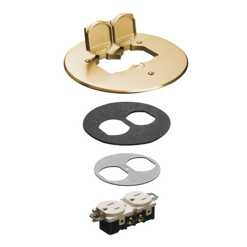 Arlington FLB6230MB, 6" Gasketed Round Brass Cover Kit With 2 Flip Lids, Fits FLBC4500LR