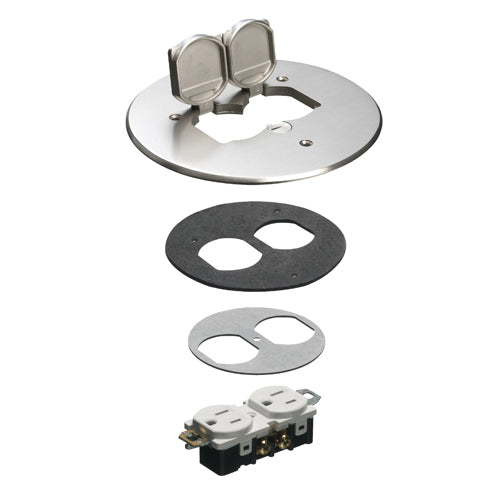 Arlington FLB6230NL, 6" Round Nickel-Plated Cover Kit With 2 Flip Lids, Fits FLBC4500LR