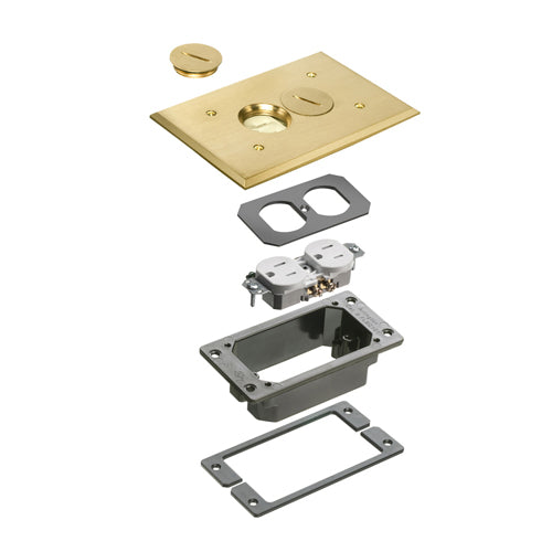 Arlington FLBC101MBTK, Brass Cover Trim Kit with Threaded Plugs, 1-Gang, Metallic, Recommended for New Concrete