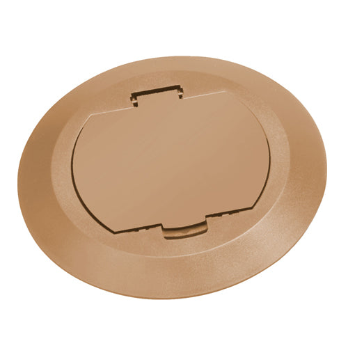 Arlington FLBC4520CA, 6" Round Non-Metallic Cover Kit With Flip Lid For New Concrete, 1-Gang, Caramel