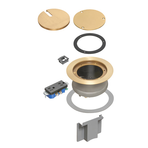 Arlington FLBC4580MB, 1-Gang, Metallic Recessed IN BOX® Cover Kits with Low Voltage Divider, Brass