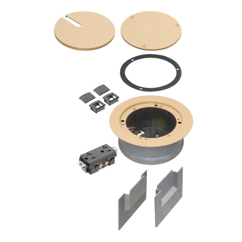 Arlington FLBC5540LA, Recessed Cover Kits for 5.5 Inch Concrete Floor Box, Zinc Cover, Steel Flange, Light Almond