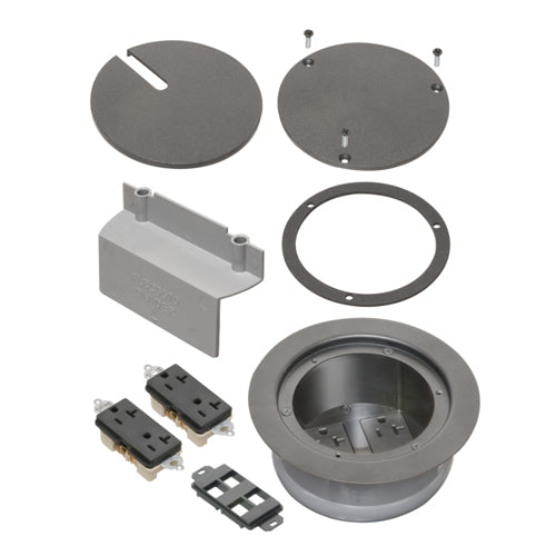 Arlington FLBC5570BL, Recessed Cover Kits with Two Receptacles for New Concrete, Black