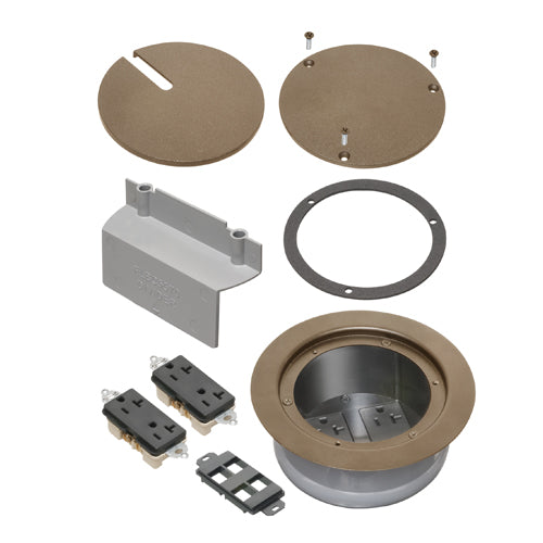 Arlington FLBC5570BR, Recessed Cover Kits with Two Receptacles for New Concrete, Brown