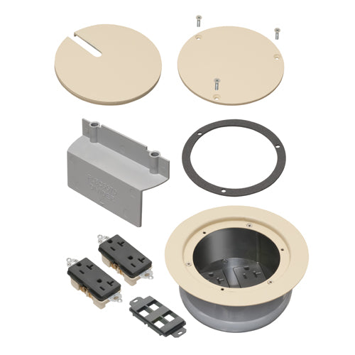 Arlington FLBC5570LA, Recessed Cover Kits with Two Receptacles for New Concrete, Almond