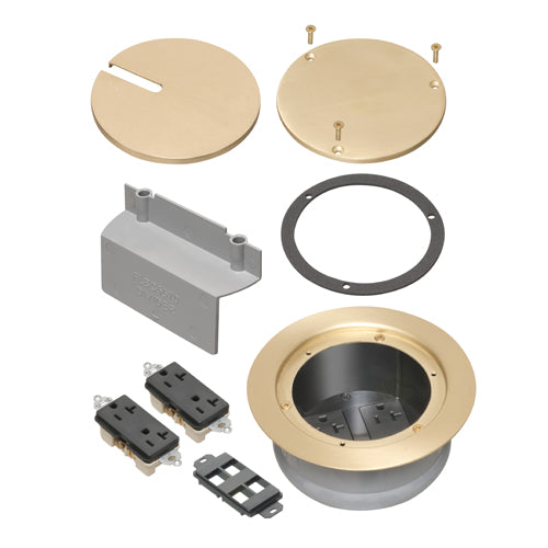 Arlington FLBC5570MB, Recessed Cover Kits with Two Receptacles for New Concrete, Brass