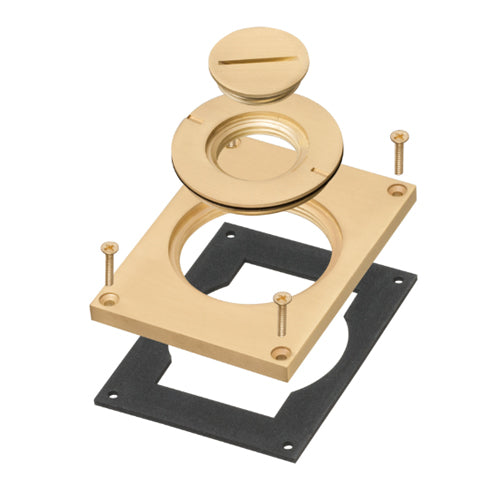 Arlington FLBC8505MB, Brass Plated Zinc Cover Kit For New Concrete, Cover/Gasket For Single Gang Frame With Furniture Feed Cover