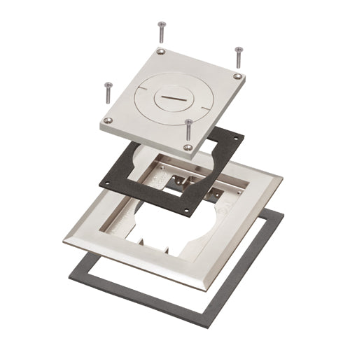 Arlington FLBC8513NL, Single Gang Frame And Cover With Furniture Feed Inserts, Nickel