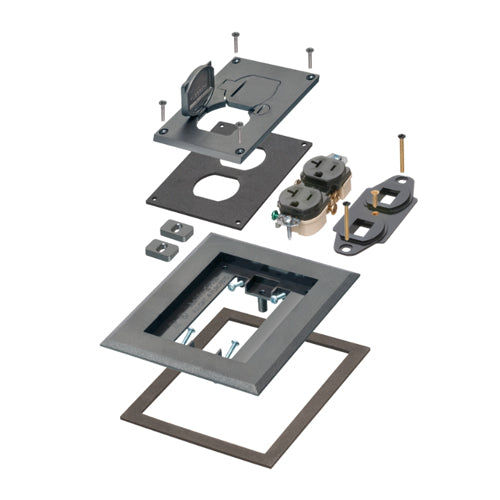 Arlington FLBC8514BL, ﻿Black Plastic Cover Kit For New Concrete, Single Gang Frame Kit With Flip Lids