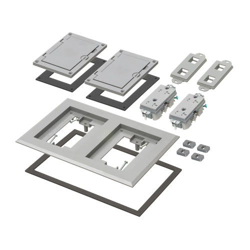 Arlington FLBC8520GY, Gray Non-Metallic Two Gang Frame Kit With (2) Flip Lid Covers