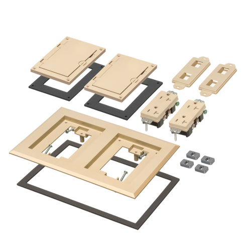 Arlington FLBC8520LA, Light Almond Non-Metallic Two Gang Frame Kit With (2) Flip Lid Covers