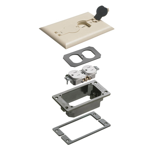 Arlington FLBCF101LATK, Non-metallic Cover Trim Kit with Flip Lids, 1-Gang, Light Almond, Recommended for New Concrete